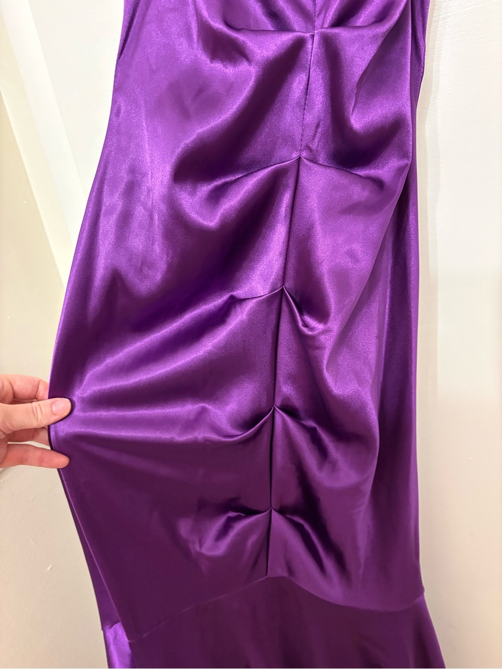 Vintage Caché Y2K Purple Liquid Satin Halter Gown Whimsigoth Formal Dress 4 - Picture 7 of 11